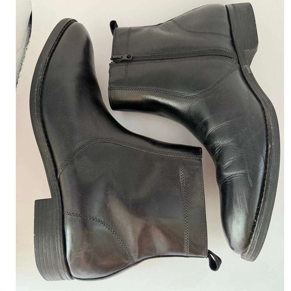 Johnston & Murphy Men’s Black Leather Ankle Boots Side Zip Dress Size 13 - Picture 7 of 11